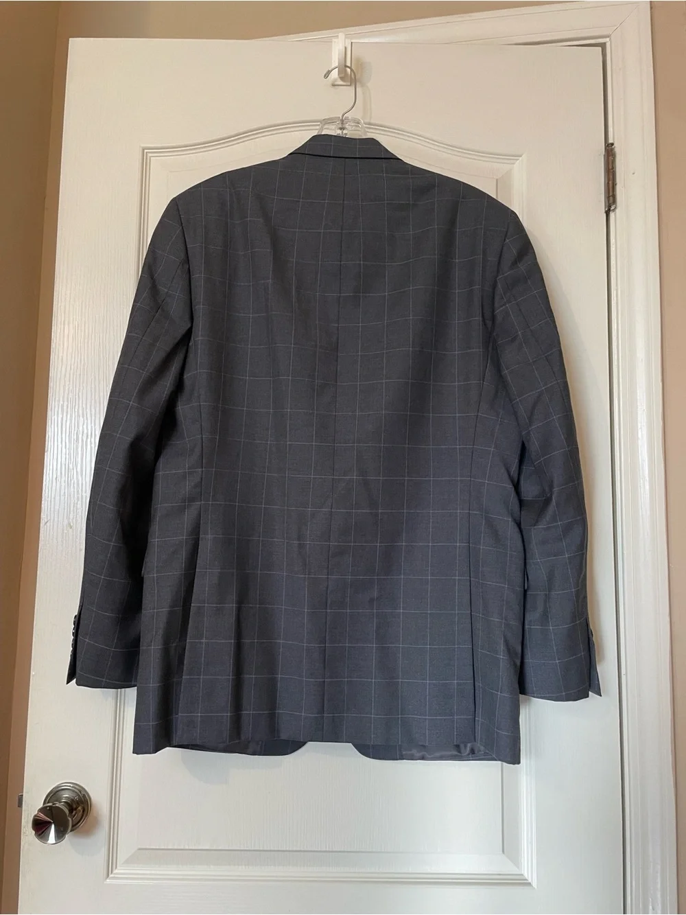 Lauren Ralph Lauren Mens 42L Gray Blue Check 100% Wool Blazer Sport Coat EUC